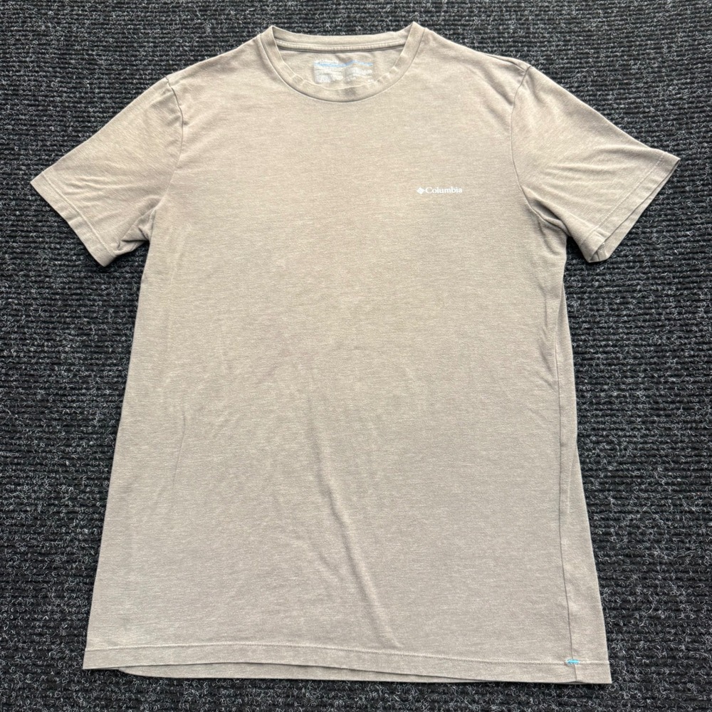 Columbia Mens Tan Heathered Short Sleeve Logo Graphic T-Shirt Size Medium